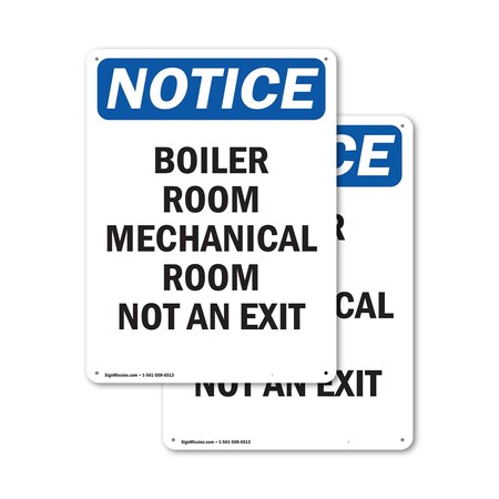 Signmission Boiler Room Mechanical Room Not An Exit, 10 in W x Rectangle, Aluminum OS-2PACK-NS-A-1014-V-10375